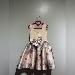 Floral Cream and Purple Kids Dress